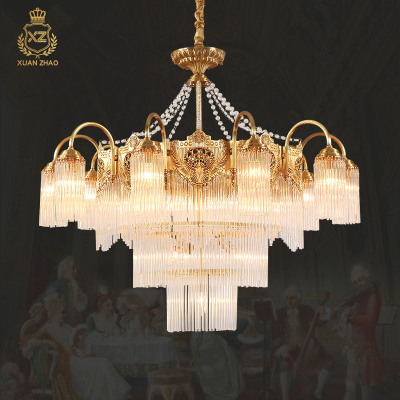 XingZhong Vatican Style Brass Lamp Classic Vintage Pendant Light Hanging Lights Foyer Crystal Glass Chandelier Luxury For Church