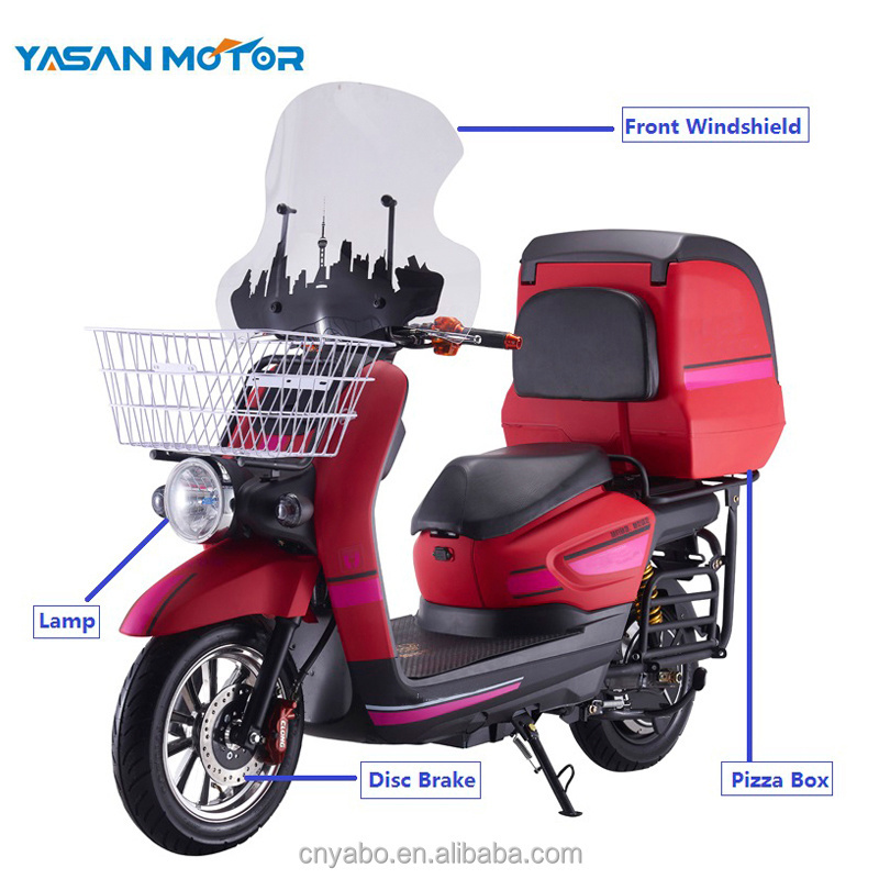 2000W Motor Lithium battery powered Pizza delivery electric moped with rear big box