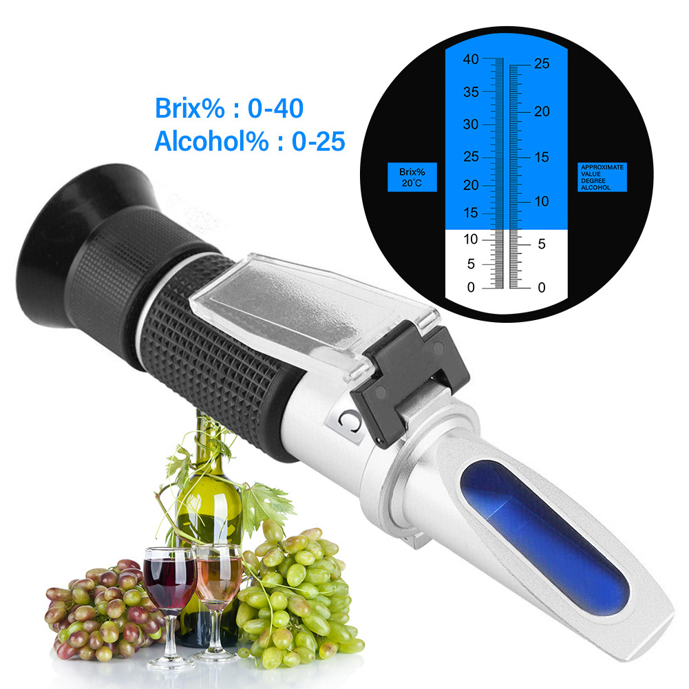 Hand-held  Brix Refractometer 0-40% Brix 0-25% Wine wort Refractometer Beer Fruit Juice Wine Sugar Refractometer