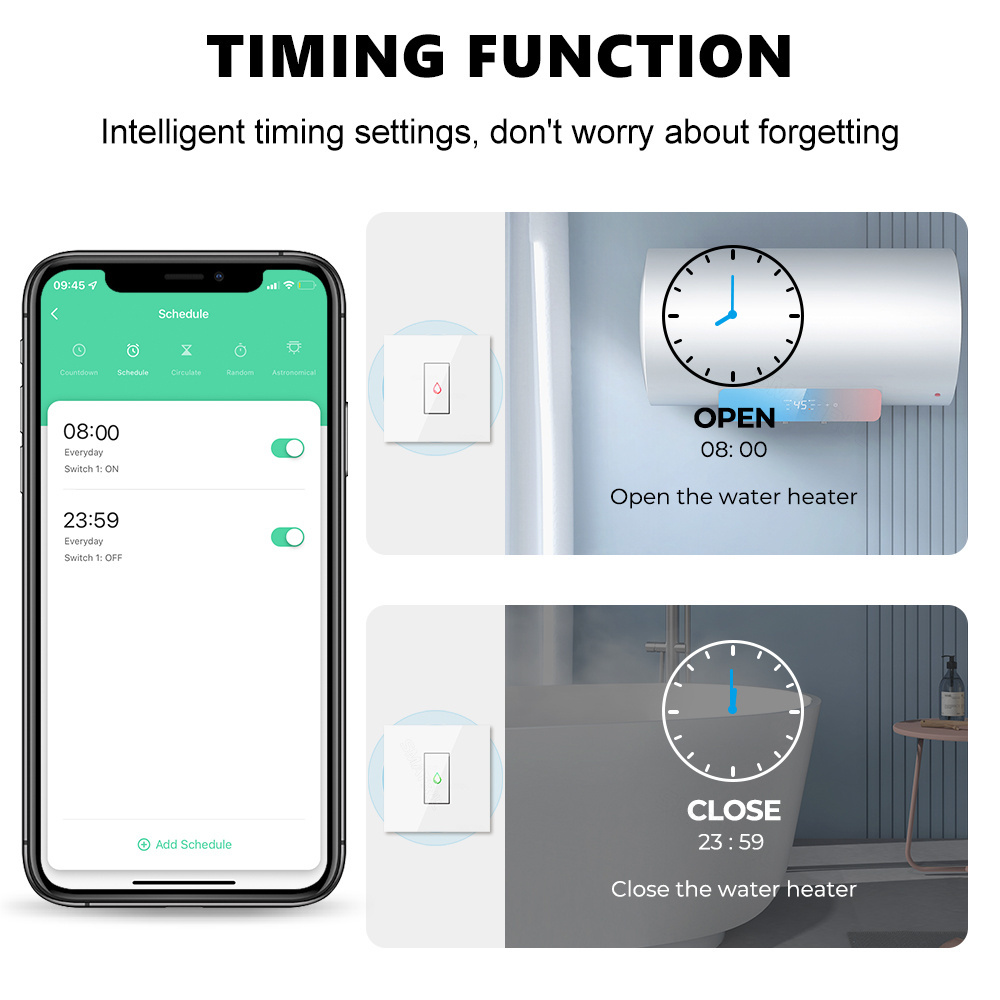 Water heater switch 20A WiFi tuya EU smart Google smart home boiler air conditioner power monitor switches
