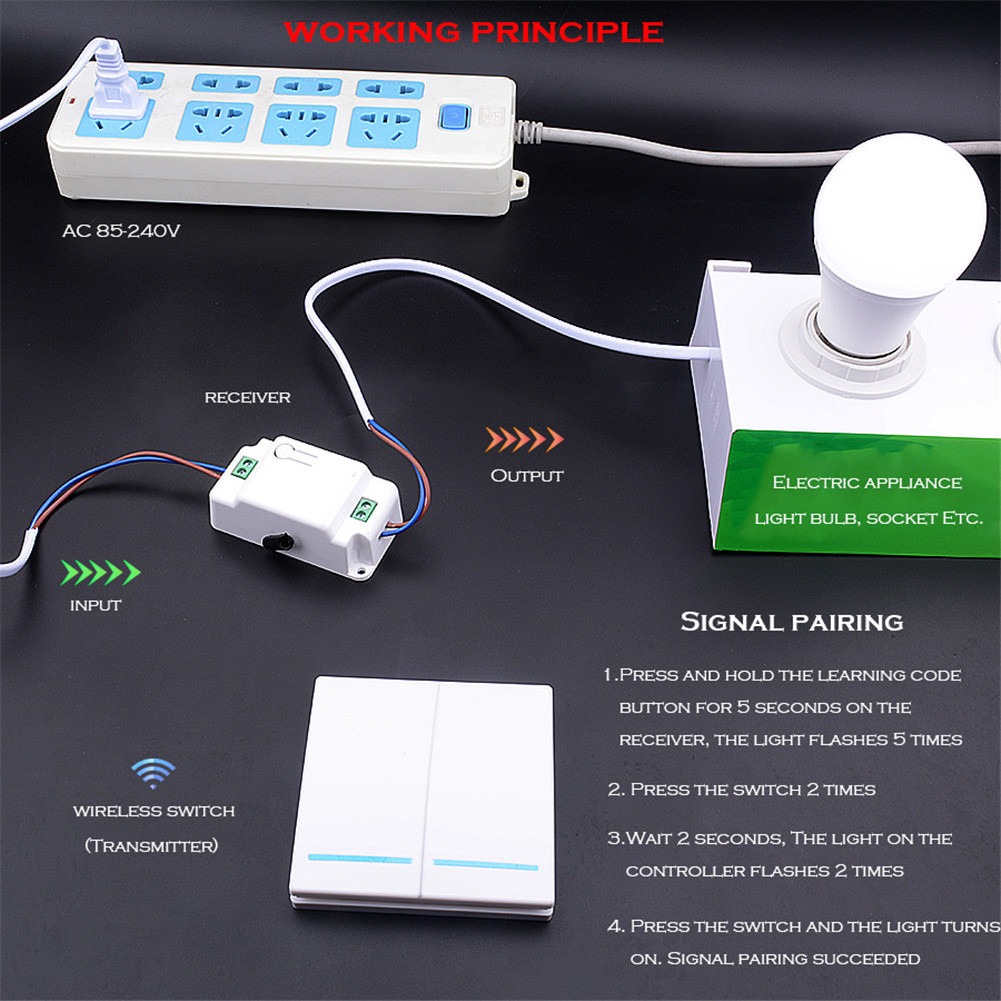 SMATRUL 2 gang 433Mhz smart Wireless Light Switch RF Remote Control push BUTTON AC 110V 220V Receiver Wall Panel Ceiling Lamp