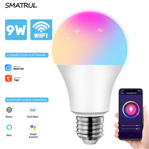 YIERYI 9W E27 WiFi Light Bulb Smart Life LED 850LM RGB Lamp App Work with Alexa Google Home Dimmable Timer 110v 220v