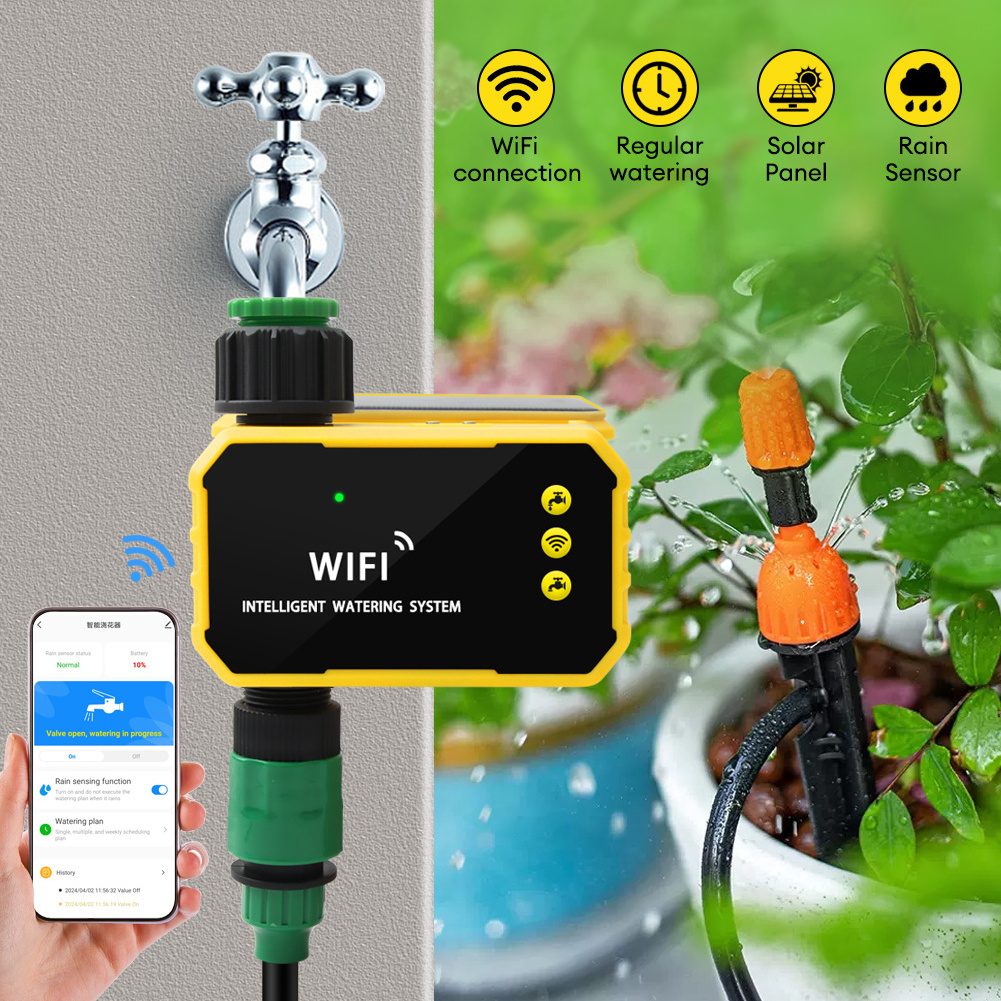 Tuya WIFI Solar Irrigation Timer Hose Watering Timer Faucet Timer Sprinkler Timer Plant Water Timer for Garden,Farm,Lawn