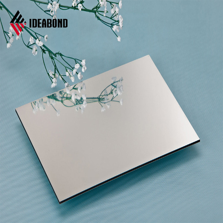 Silver aluminium composite mirror panel with 100% gloss rate