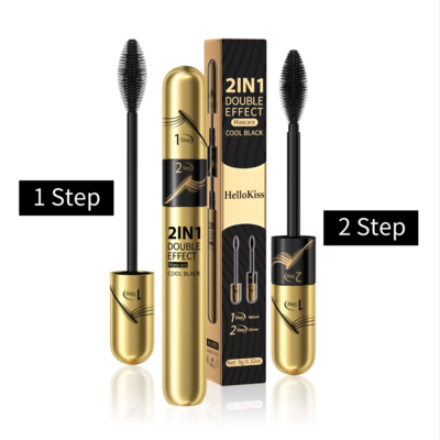 Professional Cosmetics Mascara Waterproof base 2 In 1 Natural Eyelash Mascara Thick Curling 4D Double Head Mascara