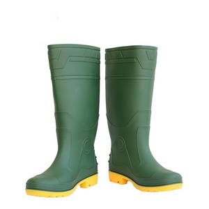 Popular styles steel toe cap steel midsole chemical resistant mining yellow farmer PVC High rain boots