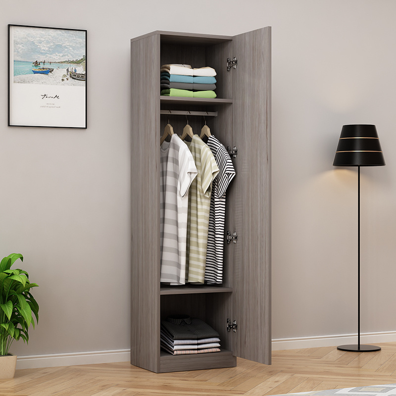 Grey Minimalist Apartment Single-door Small Area Small Home Rental Room With Simple Wardrobe Storage Wardrobe