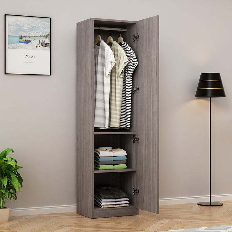 Grey Minimalist Apartment Single-door Small Area Small Home Rental Room With Simple Wardrobe Storage Wardrobe