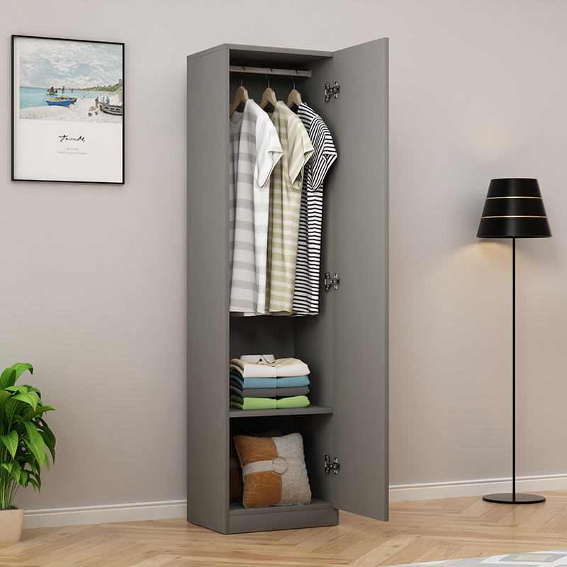 Grey Minimalist Apartment Single-door Small Area Small Home Rental Room With Simple Wardrobe Storage Wardrobe