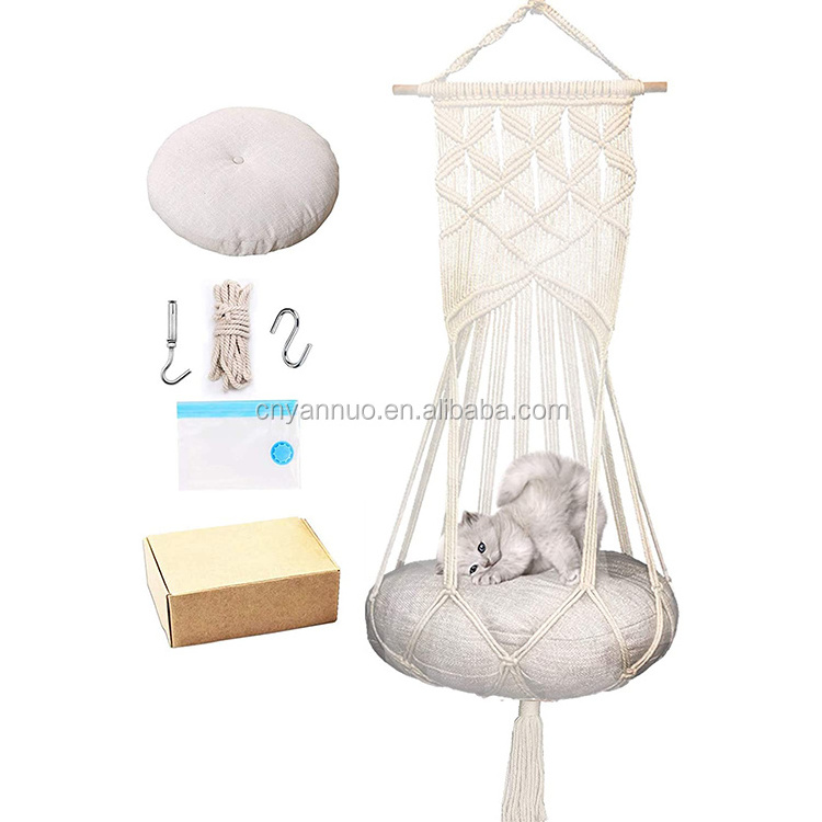 Macrame Cat Hammock Swing Bed For Cat Dog Macrame Wall Hanging Pet Hammock