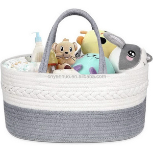 Baby Diaper Caddy Organizer Bag  Protabel Cotton Rope Nursery Caddy Storage Bin For  Car Organizer