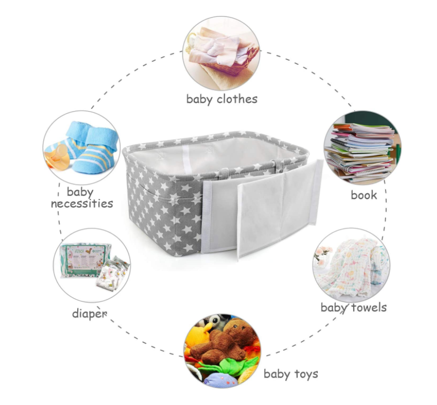 Baby Diaper Caddy Organizer Nappy Caddy Nursery Storage Portable Car Organizer with Detachable Divider and 10 Invisible Pockets