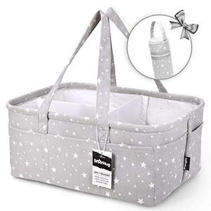 Amazon Hot Selling Custom Canvas Baby Diaper Caddy  Organizer Bag With 3 compartments Nursery Car Organizer tote Bag