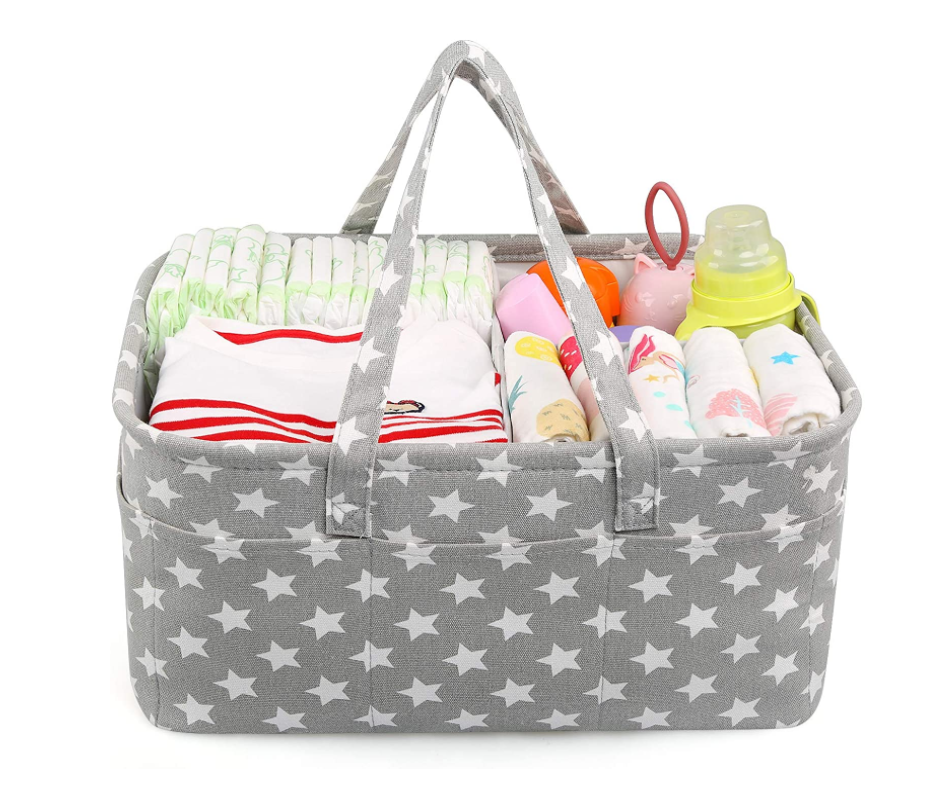 Baby Diaper Caddy Organizer Nappy Caddy Nursery Storage Portable Car Organizer with Detachable Divider and 10 Invisible Pockets