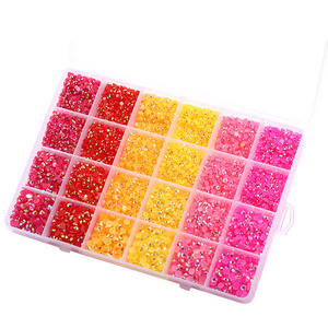 Yantuo Bling 24 Non Hot Fix Rhinestones Flatback for Nails Jelly AB Resin Grid Eco-friendly Packing Bag Nail Art Rhinestones