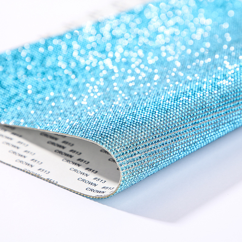 24x40 cm High Quality Aquamarine Colors Clothes Adhesive Rhinestone Sheets Hotfix Sheet Stick