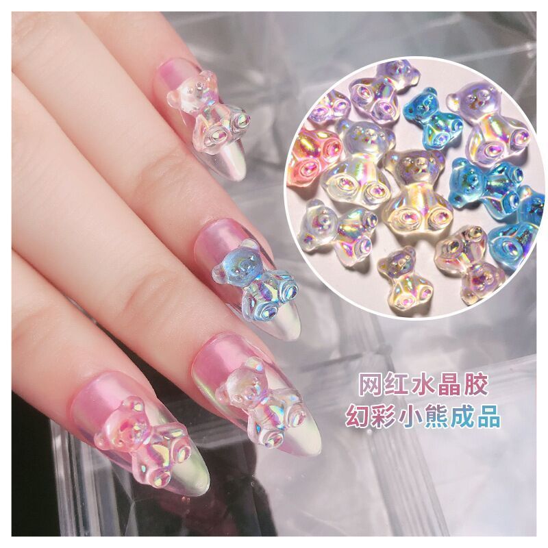 Yantuo Factory Price Nail Strass Jelly Candy Bear Glue On 3D Nail Art Charms