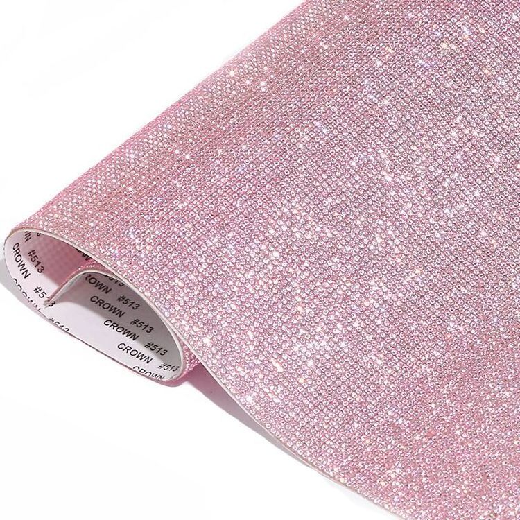 Crystal Rhinestone Flat Back Self Adhesive Sheet or Hot Fix to Fabric Roll for Wedding Mesh Decor 2mm Glass Eco-friendly Glue on