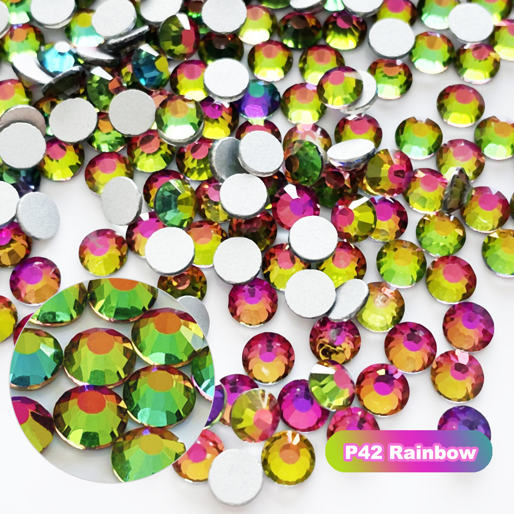 Hot Selling Product Rainbow VM Glass Crystal Flatback bulk Glitter Non Hotfix Rhinestone For Crafts Nail Art Decorations