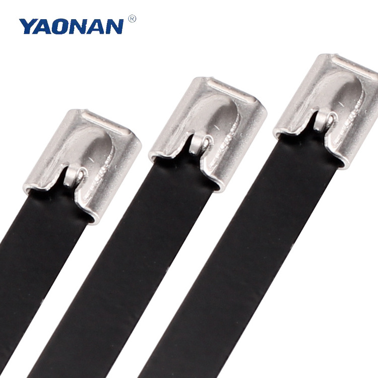 Customized Ball Type 304/316 Self Locking Pvc Coated Stainless Steel Cable Tie Wing Lock Cable Tie/ Stainless Steel Band Strap