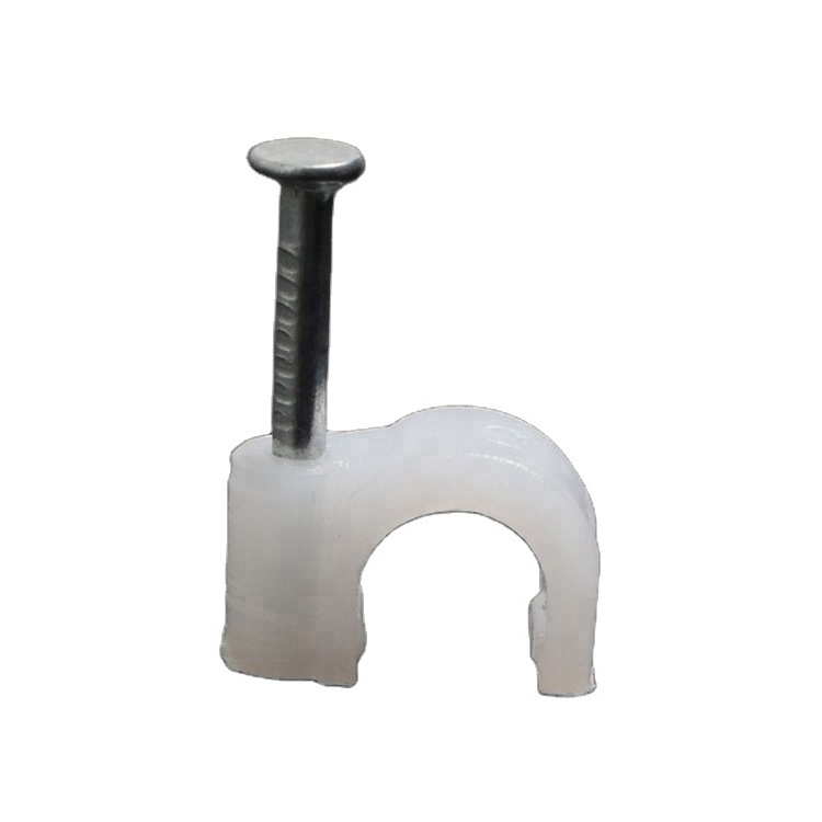 Factory Price Flat Electric PE Round Steel Wire Cable Clips Wall Nails Clip / Hook CC-908 Adhesive Cable Wire Clip Size