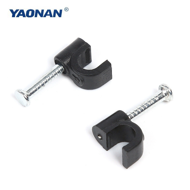 Supplier PE Plastic Electric solar Cable Clips With Steel Nail,Cable Mount Wall Clip Price /Circle adhesive Cable Clips