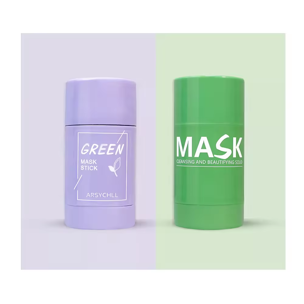 OEM Organic Green tea Purifying solid cleansing Pink Skin Care Product Musk Face Mud Mask Clay Mask Stick