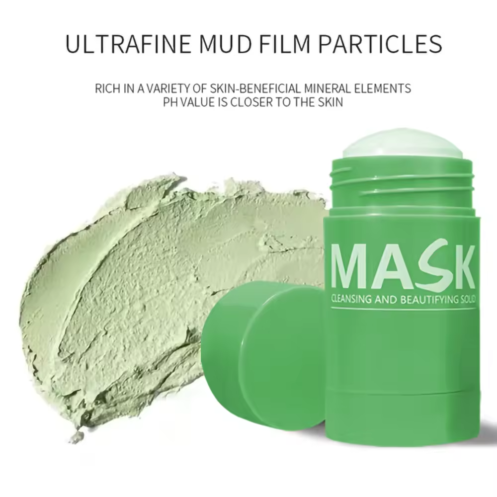 OEM Organic Green tea Purifying solid cleansing Pink Skin Care Product Musk Face Mud Mask Clay Mask Stick