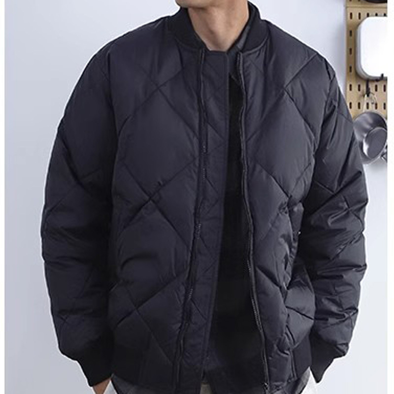 Wholesale custom embroidered Mens bomber jackets warm waterproof over size diamond quilted varsity jackets