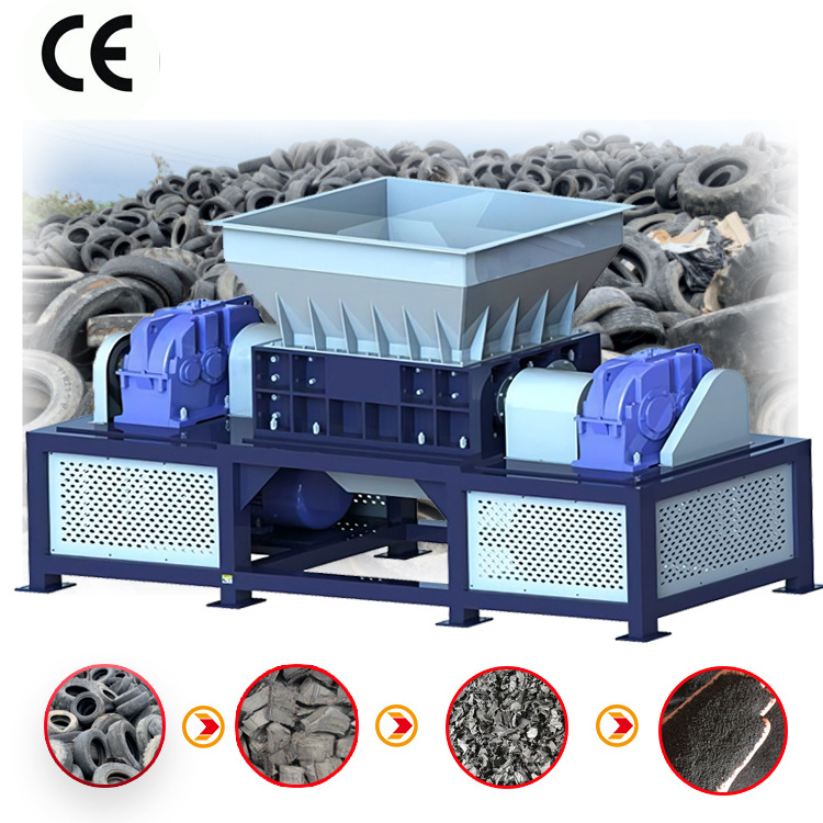 Double Knife Waste Rubber Car Tire Ring Cutter Recycling Slicing Machine Used Tires Strip Tire Cutting Machine