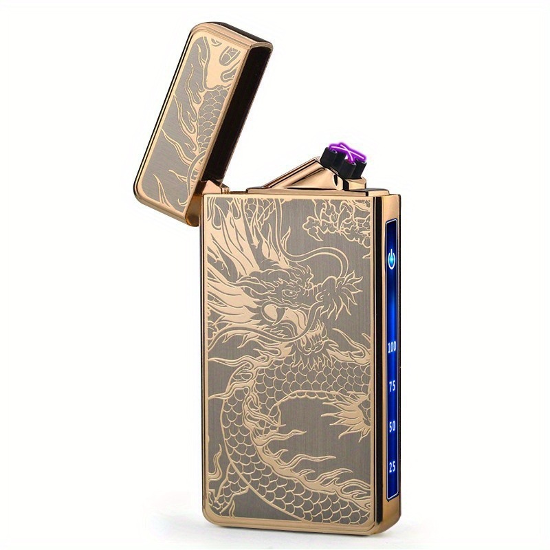 popular custom double arc lighter  led power display usb rechargeableelectric lighter touch sensitive  cigarette lighter