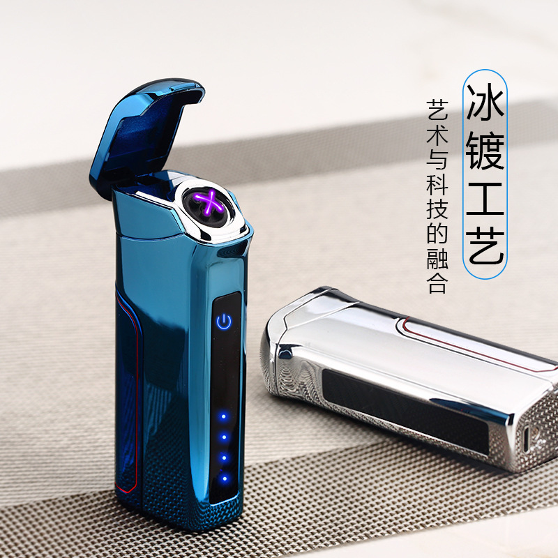 hot sale cheap high-capacity detachable  touch ignition power display cigarette USB dual arc electronic charging lighter