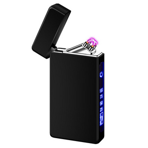 popular custom double arc lighter  led power display usb rechargeableelectric lighter touch sensitive  cigarette lighter