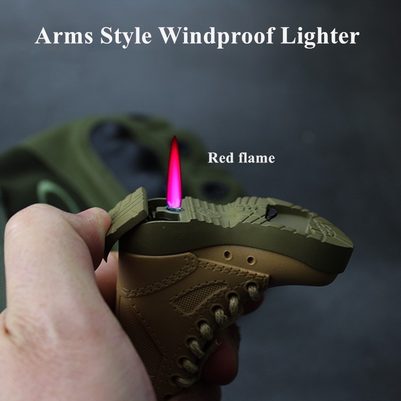 arms style creative lighter cool cigarette jet torch lighter military boots windproof  lighter