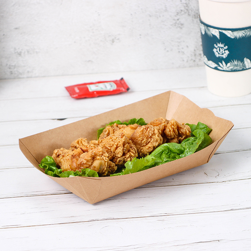 Eco Friendly Food Holder Tray, Kraft Paper Container for Diners, Concession Stands Best Sturdy Disposable Party Snack Boat