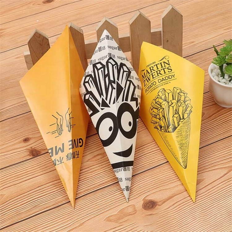 Customized french fries paper cone packaging box