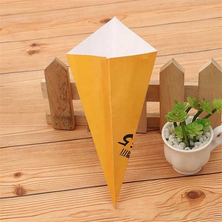 Customized french fries paper cone packaging box