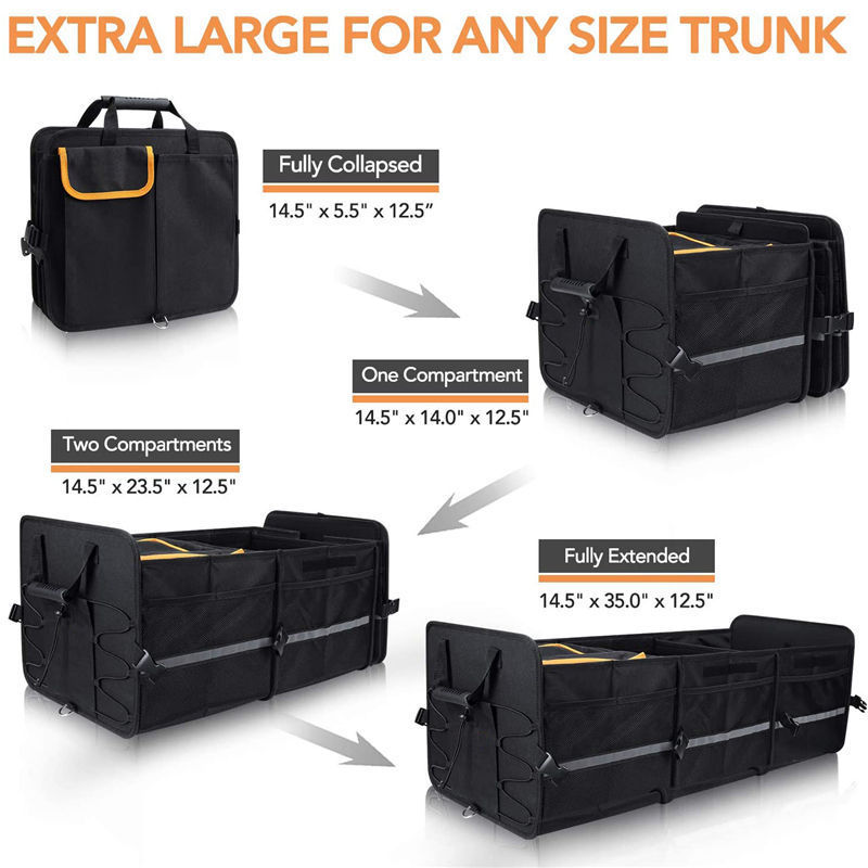 Custom Multifunction Folding Car Boot Storage Bag Organizer Heavy Duty Large Car Trunk carrying Organizer