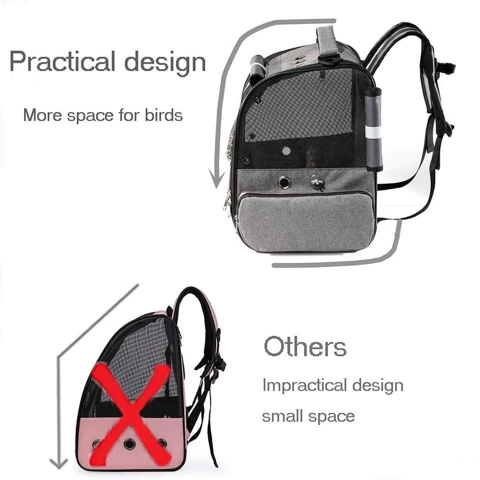 Factory Custom High-quality Portable Bird Cage Travel Hiking Portable Bird Bag Backpack