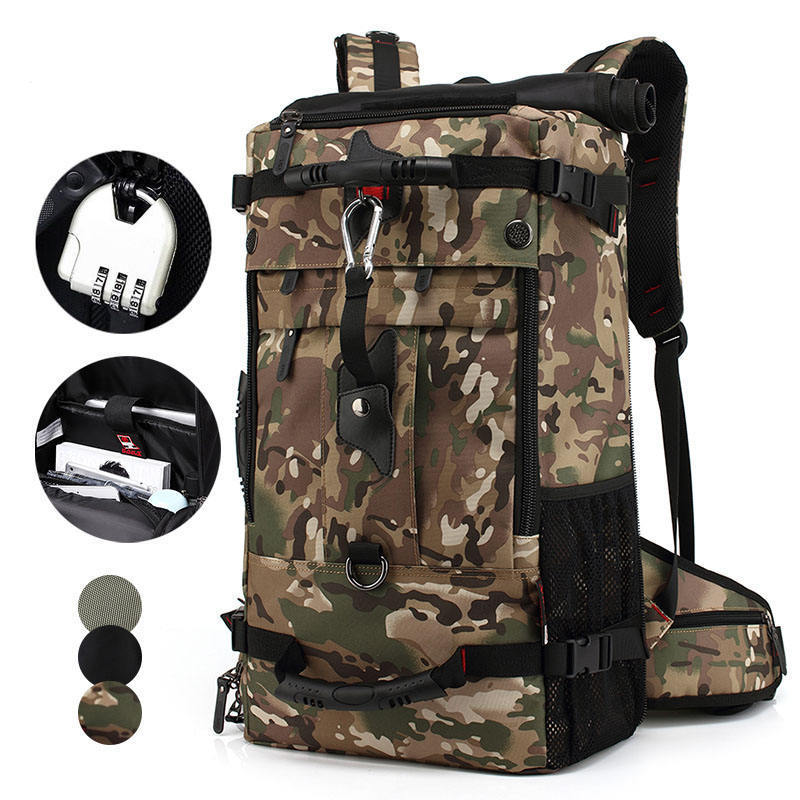 Custom Logo Bagpack 50L Mountain Outdoor Adventure Travelling Waterproof Tactical Hiking Backpack