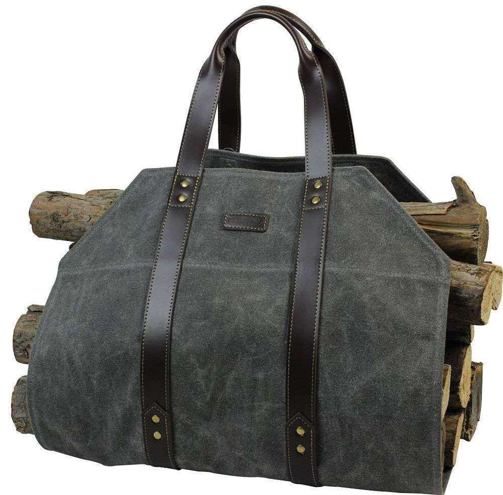 2023 Firewood Log Carrier Bag Waxed Canvas Log Carrier Tote Bag Wood Carrying Bag With Handles