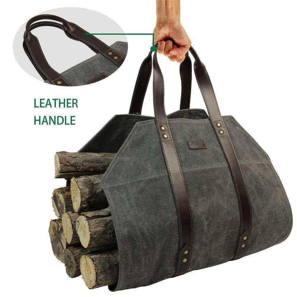 2023 Firewood Log Carrier Bag Waxed Canvas Log Carrier Tote Bag Wood Carrying Bag With Handles