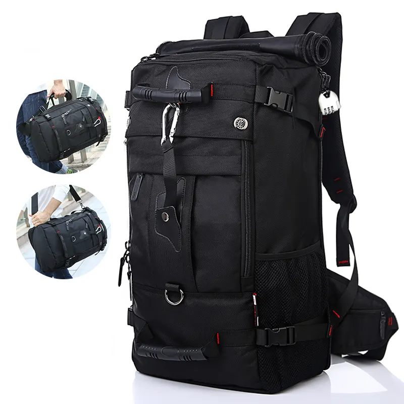 Fashion cool mens custom logo bagpack 50L mountain backpack outdoor adventure travelling waterproof tactical hiking backpack