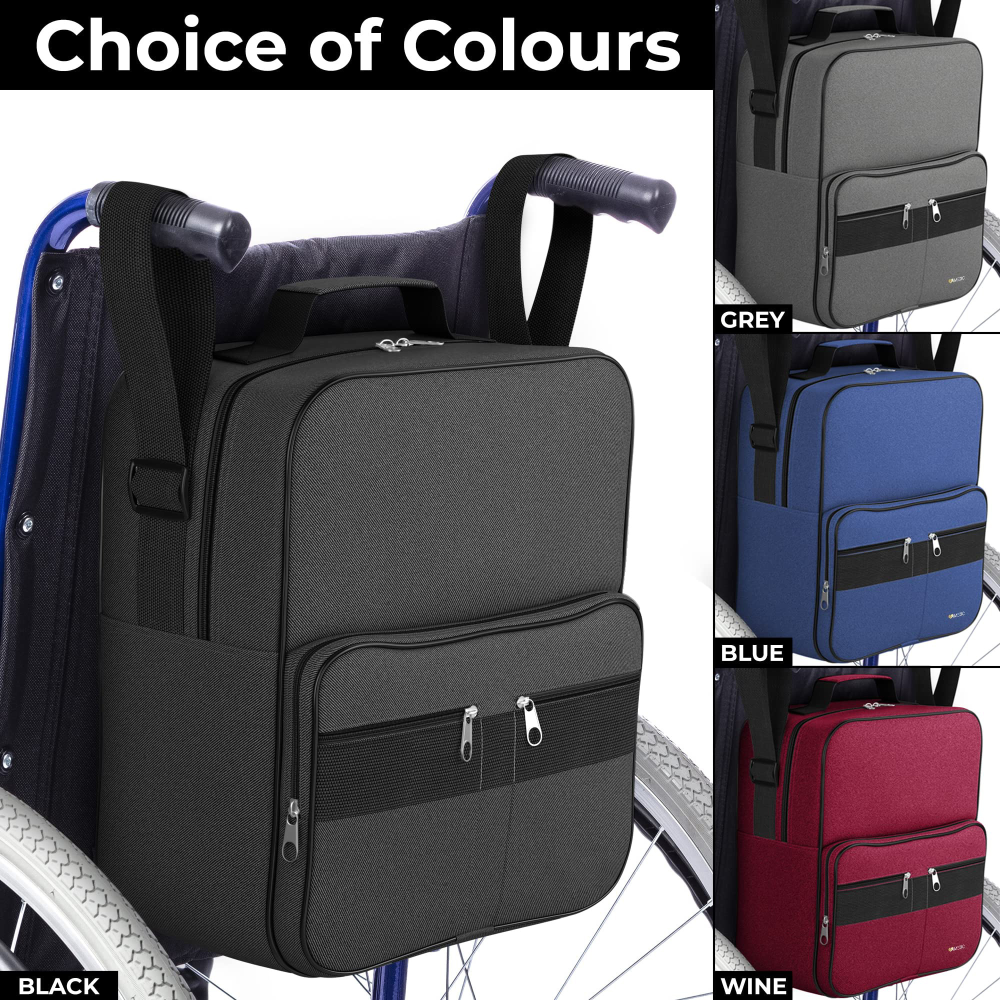 Custom BSCI Wheelchair Side Bags Wheel Chair Pouch Storage Bag Deluxe Storage Accessories Backpack