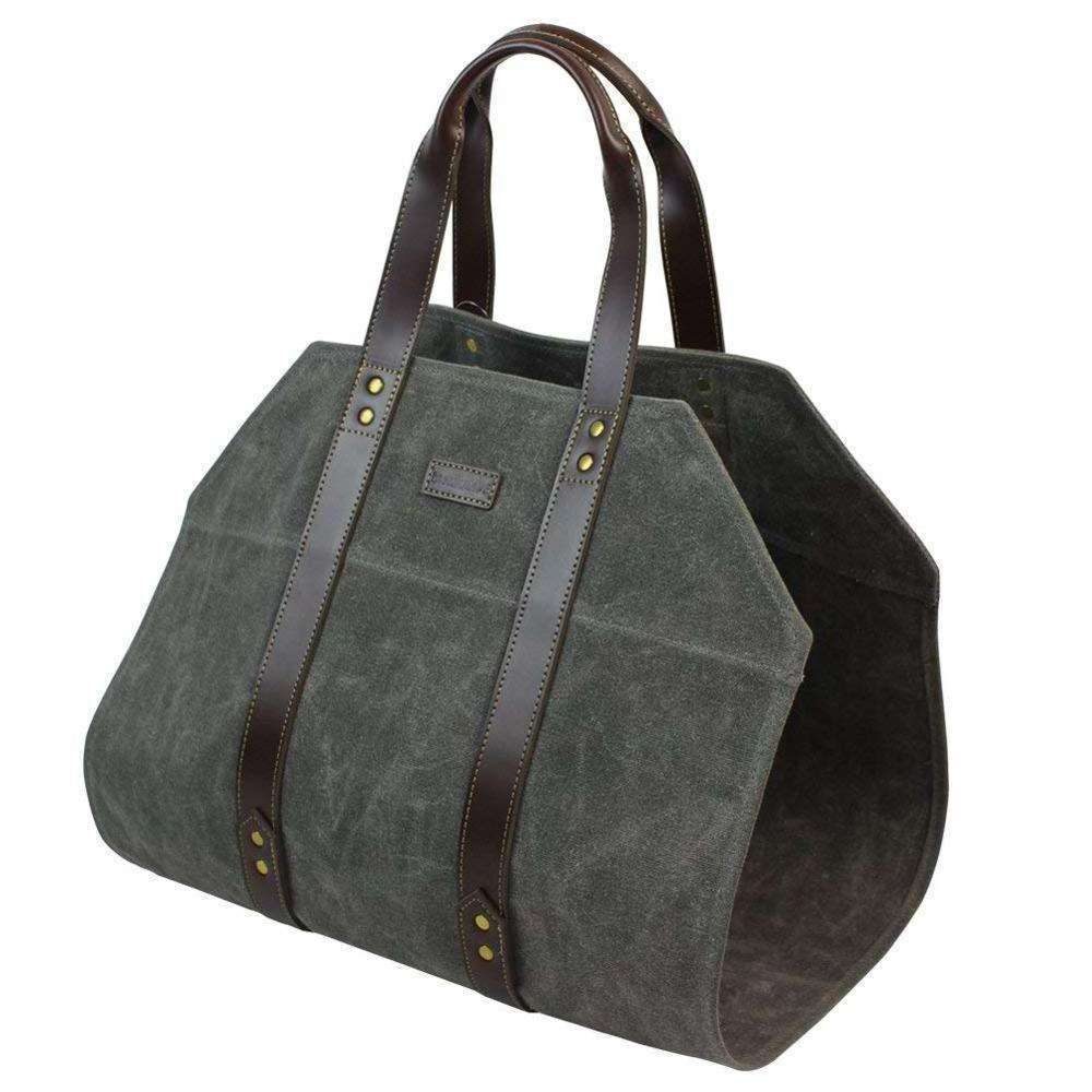 2023 Firewood Log Carrier Bag Waxed Canvas Log Carrier Tote Bag Wood Carrying Bag With Handles