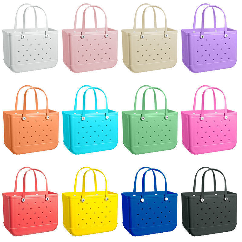 Waterproof Women Beach Tote Bags Custom Summer Rubber Totes Large Fashion Eva Plastic Silicone Bag With Holes