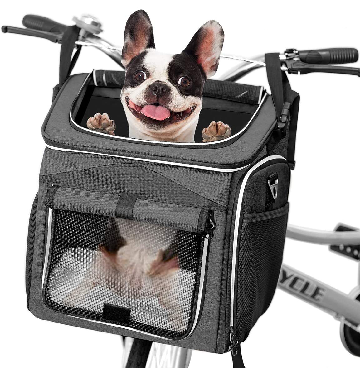 Pet Dog Cat Backpack Bag with Shoulder Strap Cycling Bicycle Basket Pet Carrier for Pet Dogs Cats