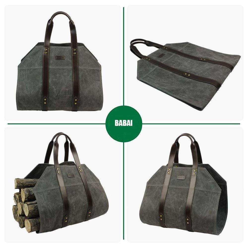 2023 Firewood Log Carrier Bag Waxed Canvas Log Carrier Tote Bag Wood Carrying Bag With Handles