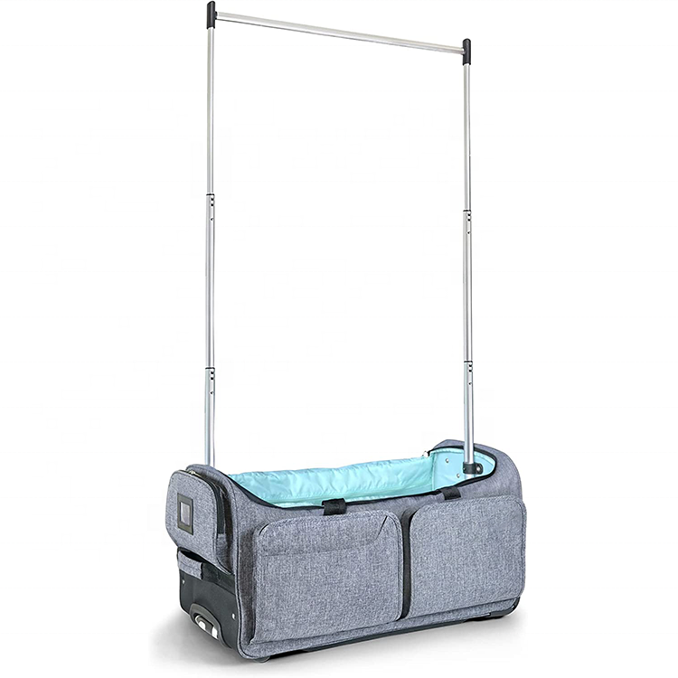 Custom Multi Function Polyester Travel Equipment Wheeled Trolley Bag Garment Rack Foldable