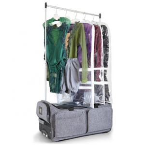 Custom Multi Function Polyester Travel Equipment Wheeled Trolley Bag Garment Rack Foldable